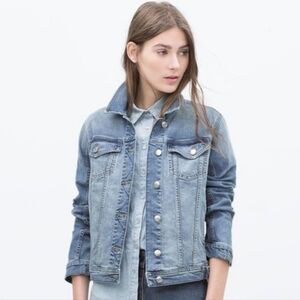 ZARA Basic Z1975 Denim Jacket Blue Size Large